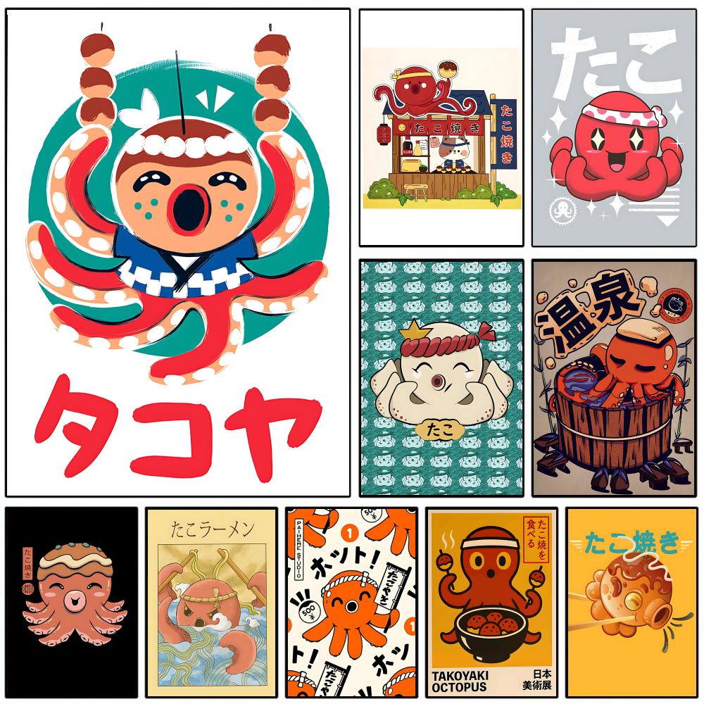 Esports Gaming Room - Affiche murale mignonne Takoyaki, autocollante, imperméable,