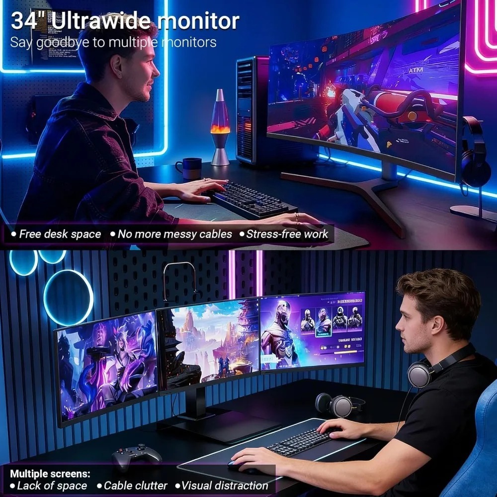 Gaming Monitor Curved - Moniteur de jeu incurvé Garden 34