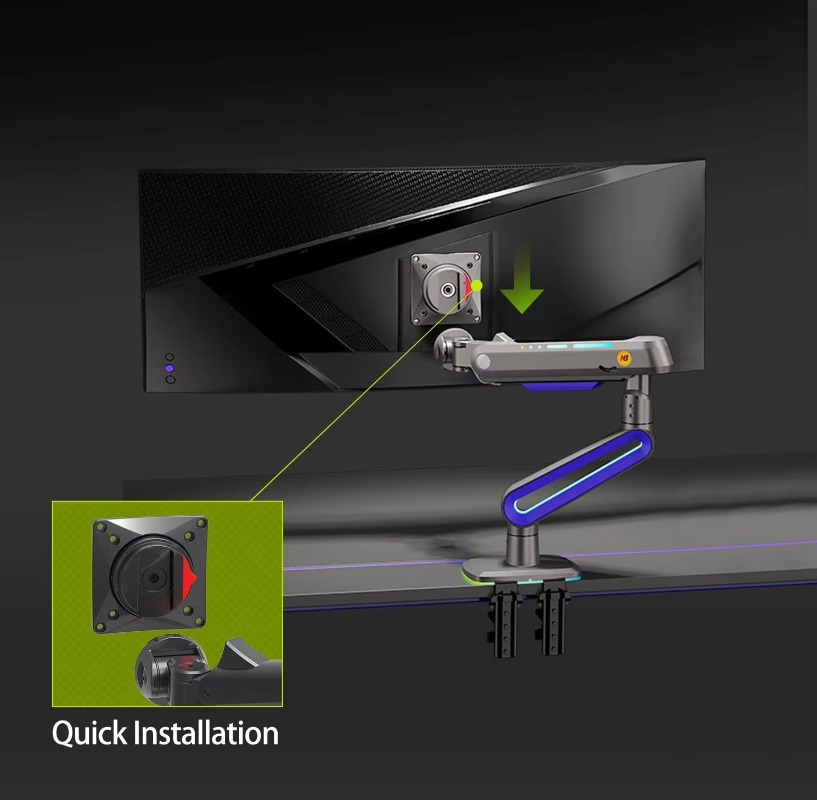 Gaming Monitor Curved - Bras de moniteur de jeu ERGONOMIC